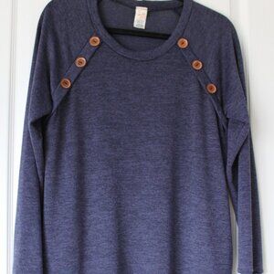 7th Ray M Periwinkle Heathered Knit Tunic Dress - Boho Wooden Buttons 👗